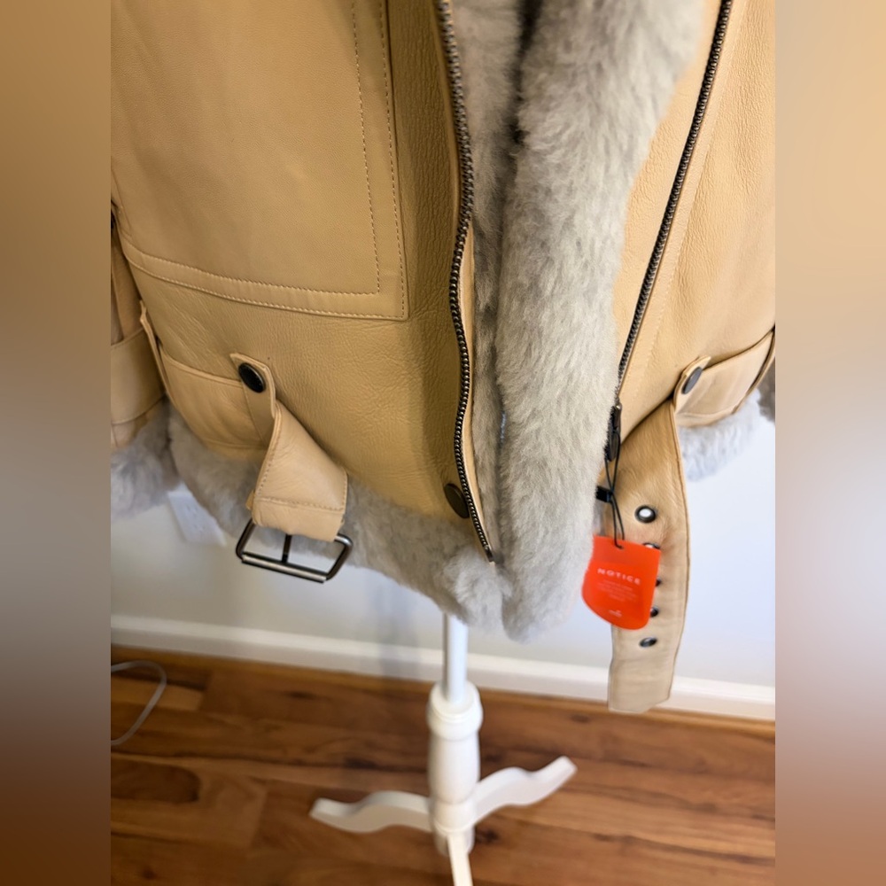 NWT **The Arrivals** Moya Tan Shearling/Leather Jacket - Picture 6 of 16